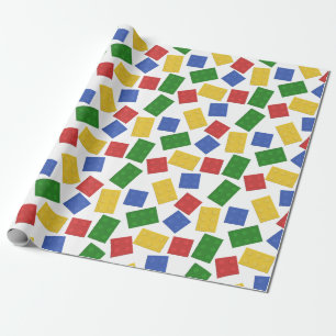 Papier Cadeau Couleurs primaires Toy Building Bricks Motif Impri