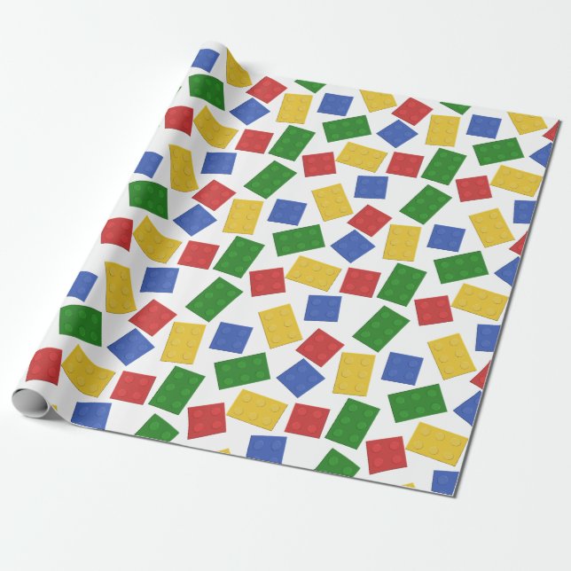 Papier Cadeau Couleurs primaires Toy Construction de briques Mot (Déroulé)
