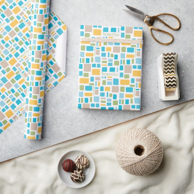 Papier Cadeau Couleurs printanières Carrés et rectangles merveil (Artisanat)