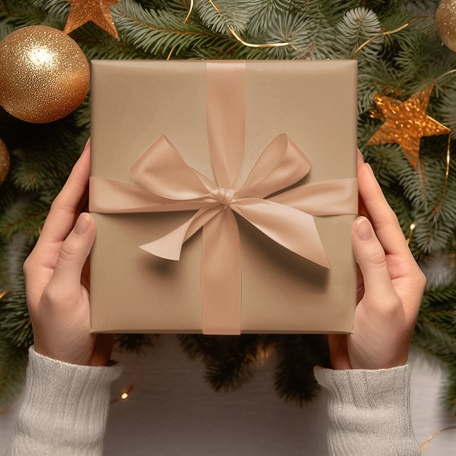 Papier Cadeau Couleurs Tendance - Beige Chaud - Rouleau solide (Créateur téléchargé)