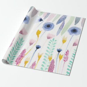 Papier Cadeau Country Cute Fleur sauvage Aquarelle Art