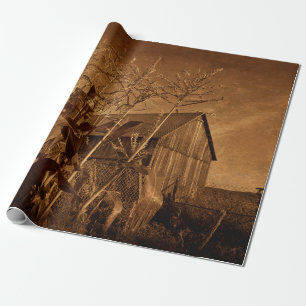 Papier Cadeau Country Rustic Barn Texture Vintage de ferme Brown