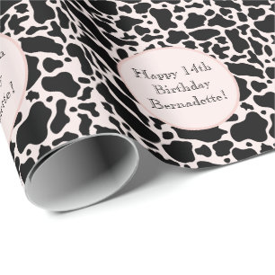 Papier Cadeau Coup de noir sur blanc rose Imprimer Texte animal 