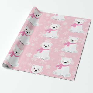 Papier Cadeau Coupable Noël Flamme de neige Ours Polaire Bébé