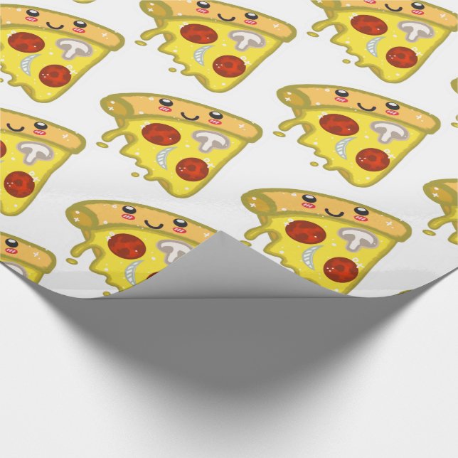 Papier Cadeau Coupe de pizza Kawaii Cute avec Pepperoni  (Coin)