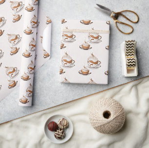 Papier Cadeau Coupe Motif de Cappuccino en toute transparence