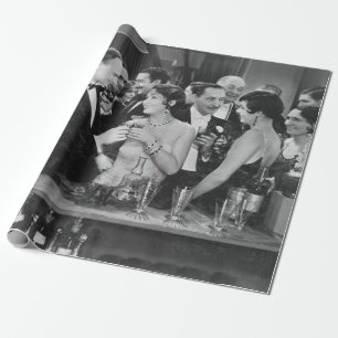 Papier Cadeau Couple à boire au bar bondé
