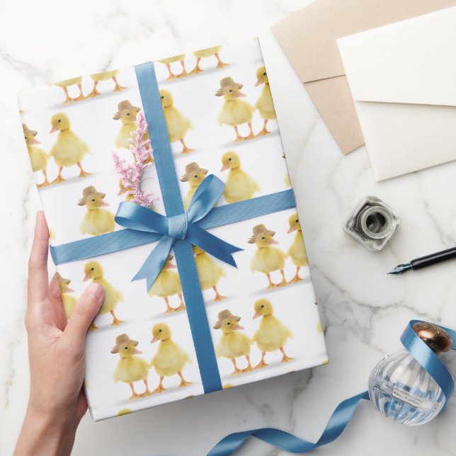 Papier Cadeau Couple De Canard Fuzzé Sur Blanc (Cadeaux)