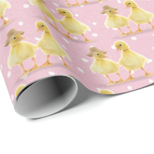 Papier Cadeau Couple de canard fuzzé sur Pois