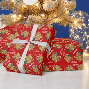 Papier Cadeau Couple de Noël en pain d'épices mignon