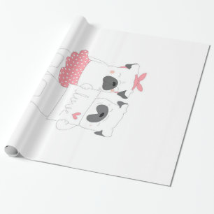 Papier Cadeau Couple Français Amour Bulldog   AMOUREUX DES CHIEN