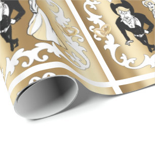Papier Cadeau Couple Mariage De Dessin Occidental Sur L'Envelopp