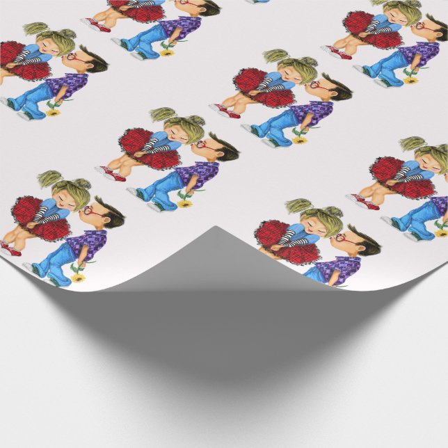 Papier Cadeau Couple mignon Ton papier d'enveloppement de la Sai (Coin)