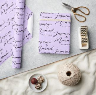 Papier Cadeau Couple Names Cadeau Violet Enveloppement Mariage p