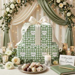 Papier Cadeau Couple Noms Personnalisés Cœurs Vich