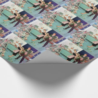 Papier Cadeau Couple Rétro Vintage