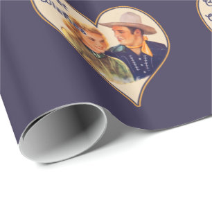 Papier Cadeau Couples occidentaux de cow-girl de cowboy
