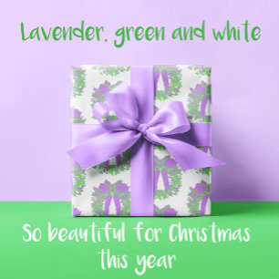 Papier Cadeau Courbe de Noël à la mode violet vert blanc