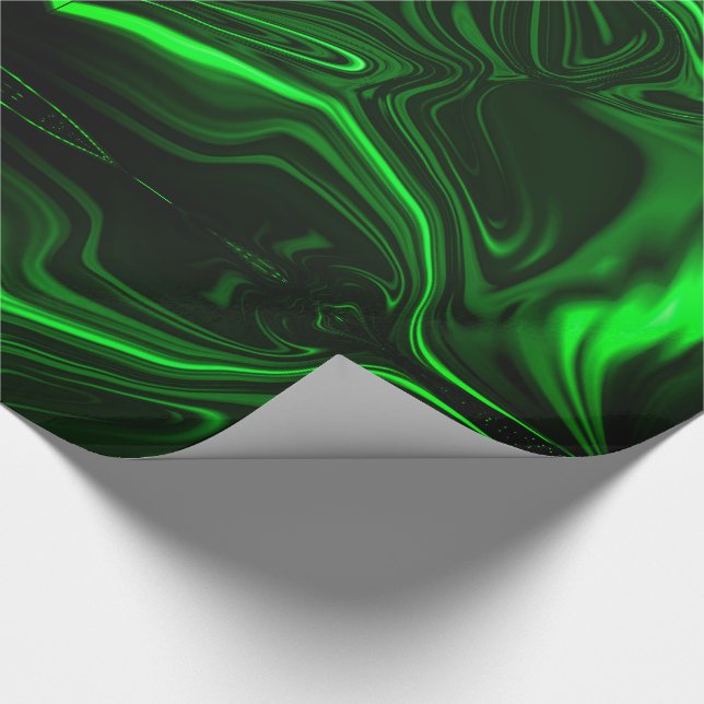 Papier Cadeau Courbes ou ondulations vert métallique, foncé (Coin)