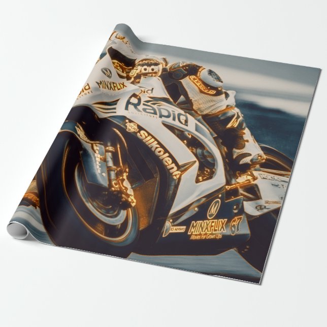 Papier Cadeau Coureur de moto (Déroulé)