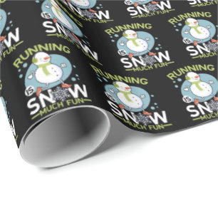Papier Cadeau Coureur d'hiver - Courir est neige beaucoup amusan
