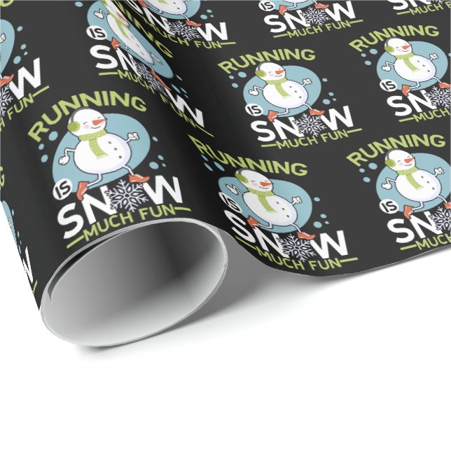 Papier Cadeau Coureur d'hiver - Courir est neige beaucoup amusan (Coin rond)