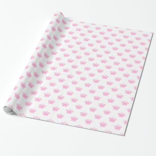 Papier Cadeau Couronne 01 - Rose sur le blanc