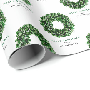 Papier Cadeau Couronne aquarelle personnalisée Joyeux Noël