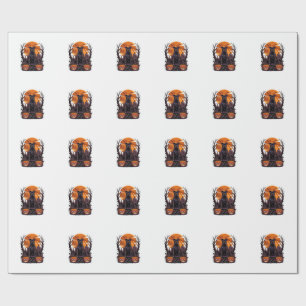 Papier Cadeau Couronne de citrouilles de Pitbull noir Halloween