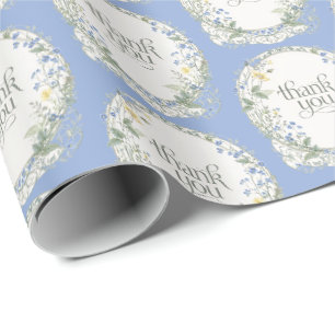Papier Cadeau Couronne de fleurs sauvages bleues Élégante botani