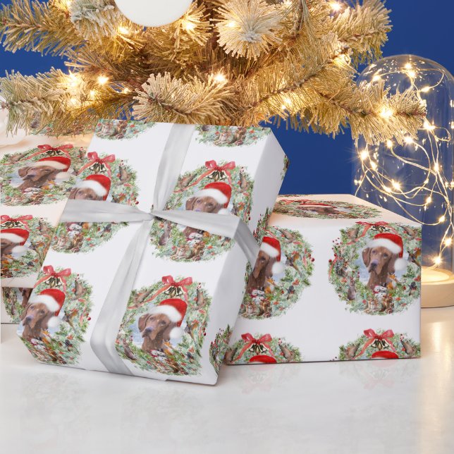 Papier Cadeau Couronne de Noël de Vizsla en Hongrie (Vacances)