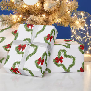 Papier Cadeau Couronne de Noël du Texas avec Bow rouge