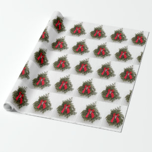 Papier Cadeau Couronne de Noël et cabot sur la grange