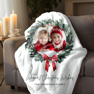 Papier Cadeau "Couronne de Noël personnalisée avec photo et nom