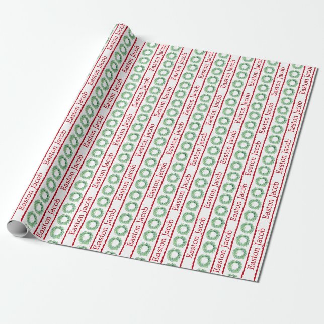 Papier Cadeau Couronne de Noël préppie personnalisée (Déroulé)
