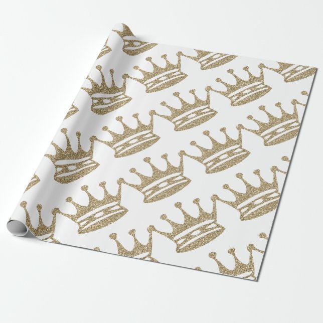 Papier Cadeau Couronne de parties scintillantes d'or (Déroulé)