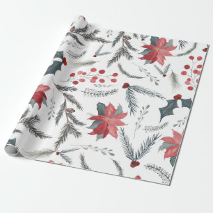 Papier Cadeau Couronne de pin hivernale aux fruits botaniques po
