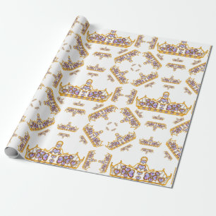 Papier Cadeau couronne d'or diamants du coeur