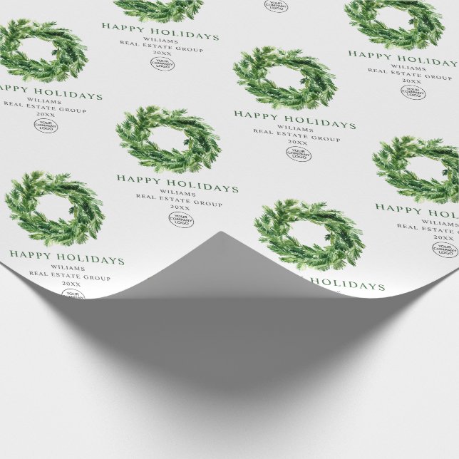 Papier Cadeau Couronne festive de branches de pin pour les fêtes (Coin)