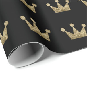 Papier Cadeau Couronne Gold Sepia Black Metallic Minimalisme Élé