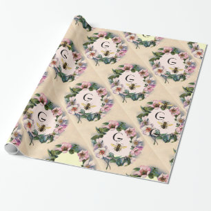 PAPIER CADEAU COURONNE ROSE SAUVAGE, HONEY BEE / MONOGRAMME DE L
