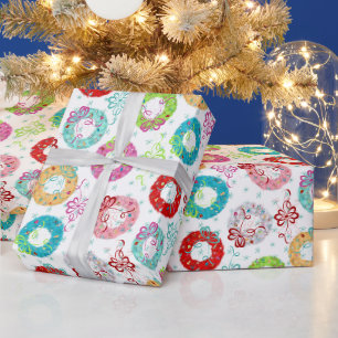 Papier Cadeau Couronnes rétro - Starsburst Turquoise - Noël
