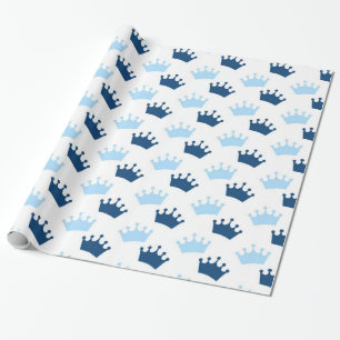 Papier Cadeau Couronnes Royales Bleues Fairytale Prince Storyboo