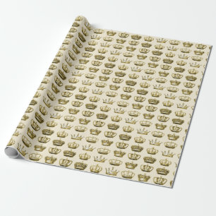 Papier Cadeau Couronnes royales d'or