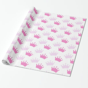 Papier Cadeau Couronnes royales roses Fête de princesse de conte