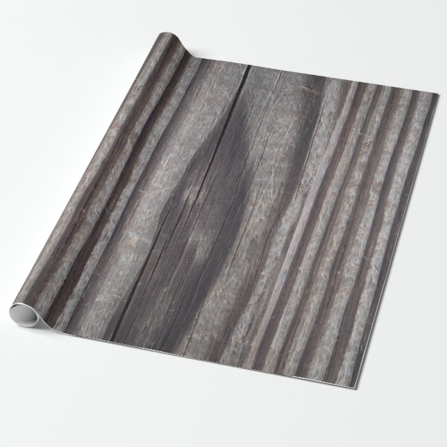 Papier Cadeau Courrier en bois gris patiné rustique (Déroulé)