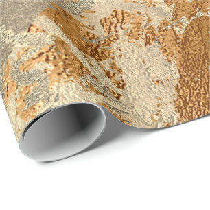 Papier Cadeau Course métallique brillante de marbre d'or de