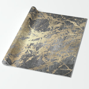 Papier Cadeau Courses métalliques d'or de peinture grise