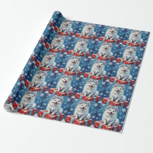 Papier Cadeau Coussin de cadeau festif de chien Esquimau américa
