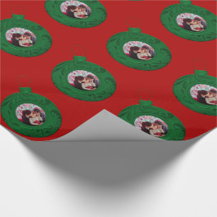 Papier Cadeau Coutume verte rouge personnalisée de Noël de photo